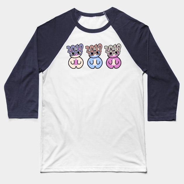 Three Chibis (New Years 2019) Baseball T-Shirt by Village Values